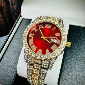 RELOJ GOLD & SILVER DIAMOND RED